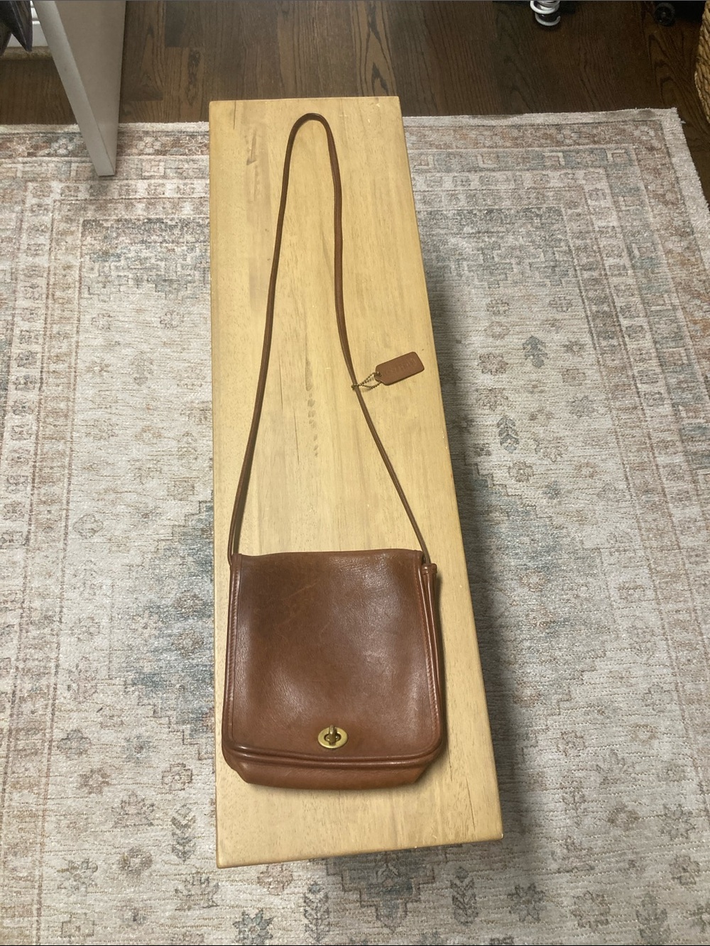 Coach Brown Leather Turn-Lock Shoulder Bag